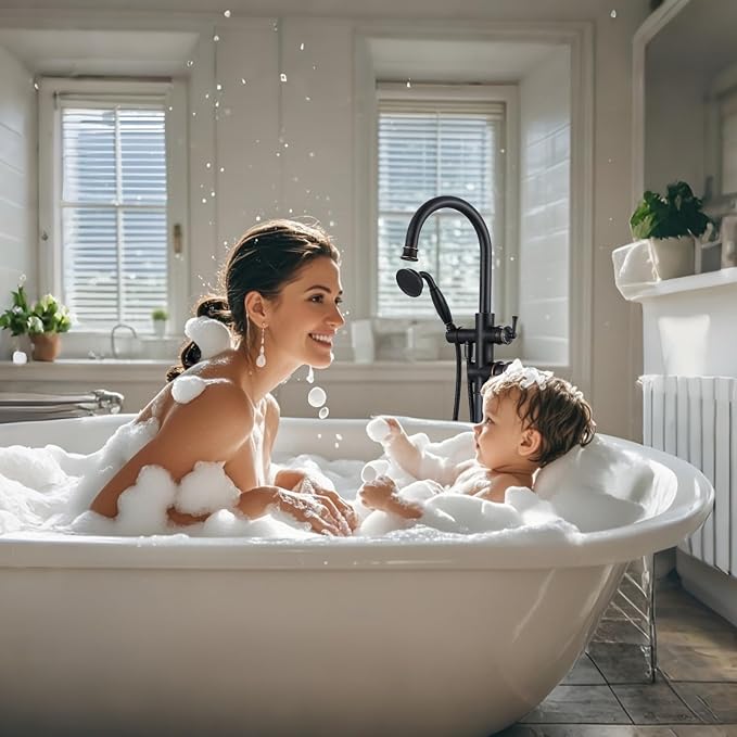Freestanding Tub Faucet, Floor Mount Tub Faucet Oil Rubbed Bronze High Flow Tub - Image 6