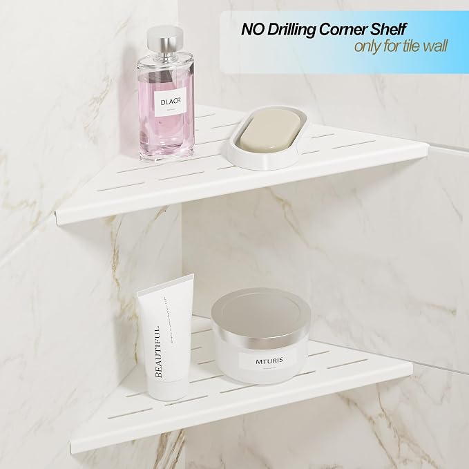 Neodrain 10 Inch Golden Corner Wall Shelf Set of 2, Floating Corner Shelves - Image 6
