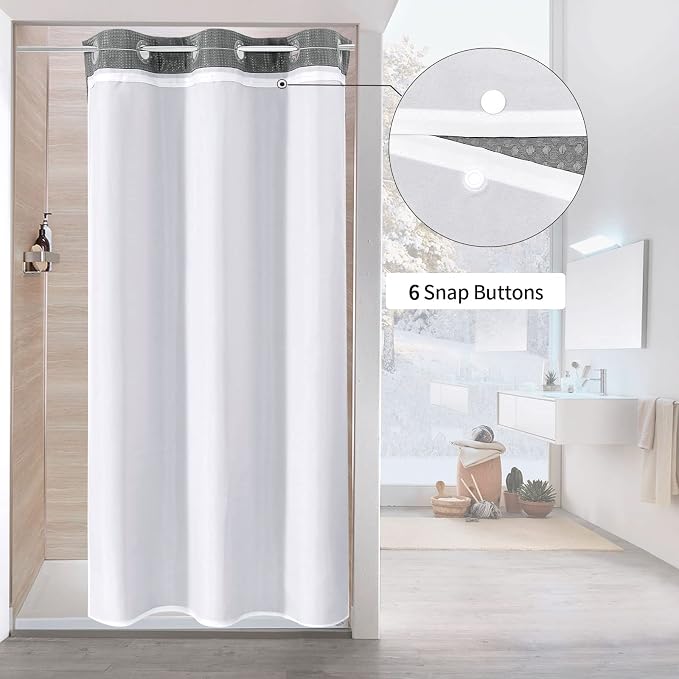 MitoVilla Black Waffle Small Stall Shower Curtain Liner Set 36 x 74, No Hooks - Image 2