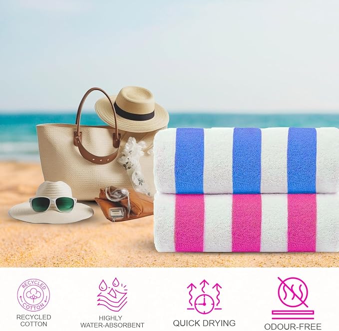 CASA COPENHAGEN Cabana Beach Towel Designed in Denmark Rough and Tough - Image 3