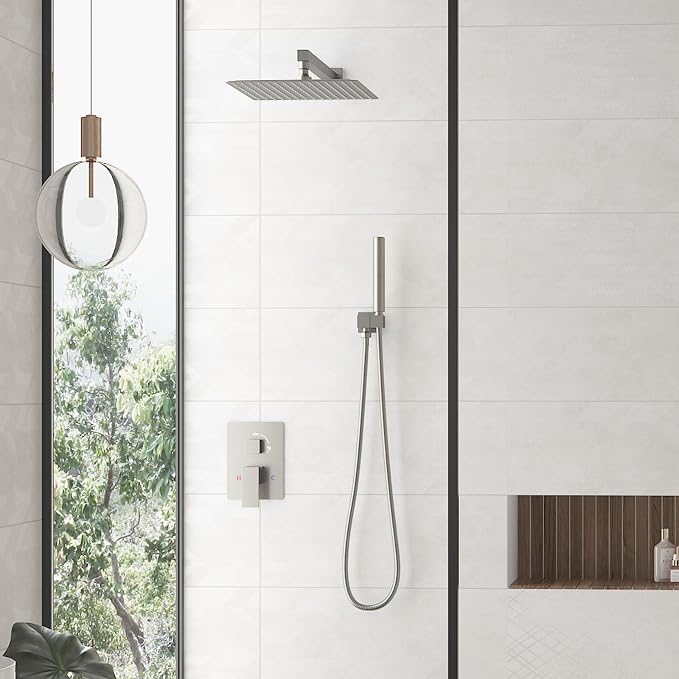 Hoimpro 12 Inch Shower System Set Bathroom Rain Shower Head Brass 2 In 1 - Image 2