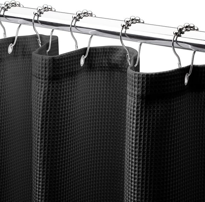 AmazerBath Black Shower Curtain Thick 240GSM, Fabric Shower Curtain by AmazerBath