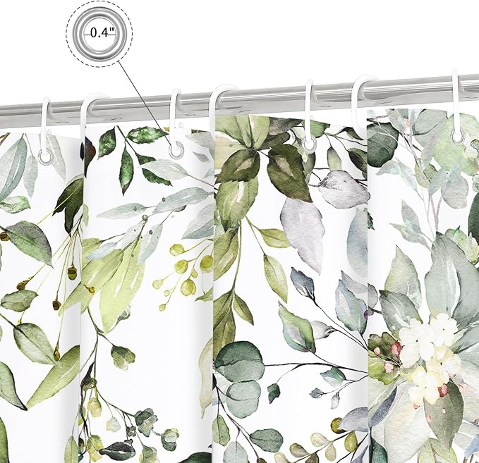 Gibelle Small Stall Shower Curtain 36 x 72, Narrow Half Sage Green Floral - Image 3