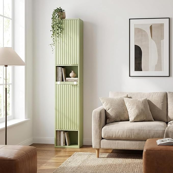 59.1" Tall Slim Bathroom Storage Cabinet Green | Freestanding or Wall Mounted - Image 7
