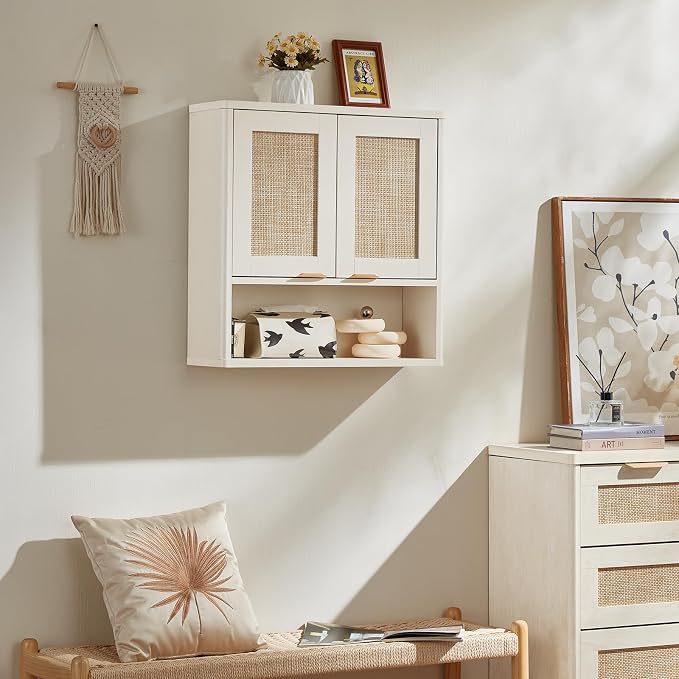 LEYAOYAO Rattan Bathroom Wall Cabinet, Boho Medicine Cabinet - Image 6