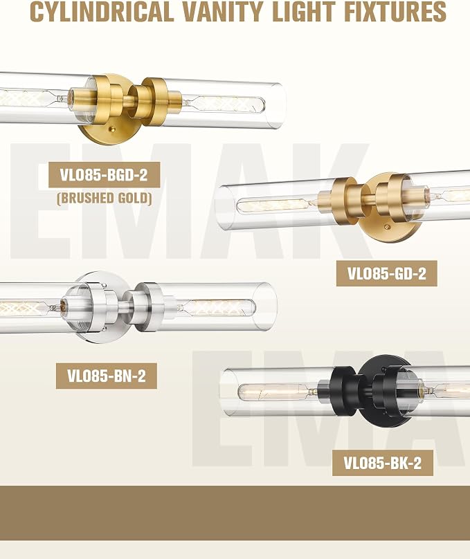 Emak 2-Light Bathroom Vanity Light Fixtures, Modern 22 Inch Brushed Gold Vanity - Image 6