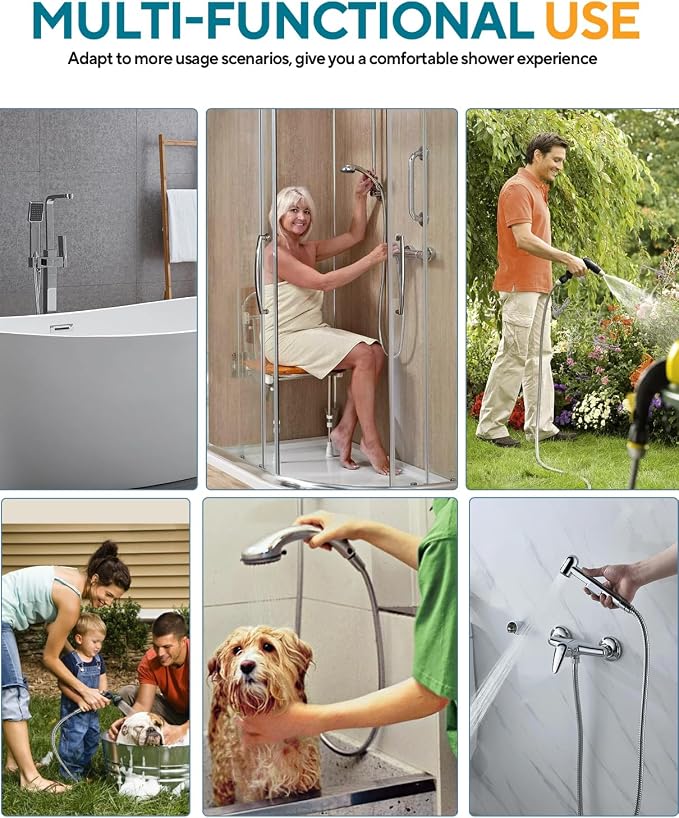 Extra Long 196 Inch Shower Hose, Flexible Stainless Steel Handheld Shower Hose - Image 5