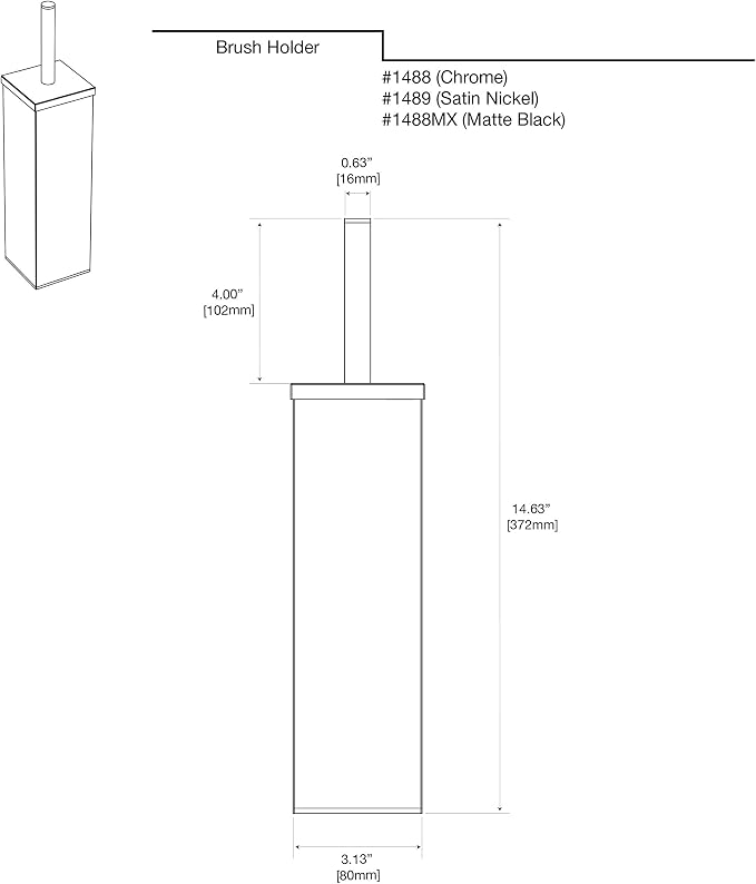 Gatco 1489 Elegant Square Toilet Brush Holder, Satin Nickel - Image 7