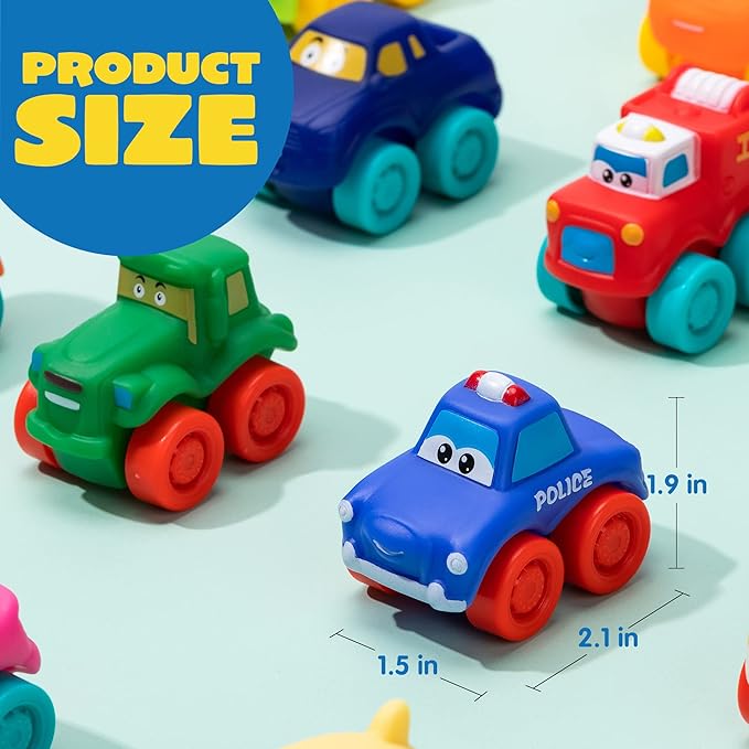 JOYIN Cartoon Cars, Soft Rubber Toy Car Set, Mini Vehicles, Bath Toy Car - Image 5