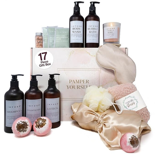 17-Piece Luxury Gift Set with Robe | Complete INFUSÉ White Tea & Coconut Bath by 1-Shoppe