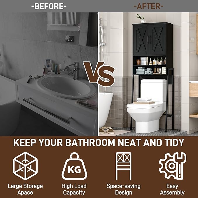 Vabches Over The Toilet Storage Cabinet, Farmhouse Over Toilet Storage Cabinet - Image 5