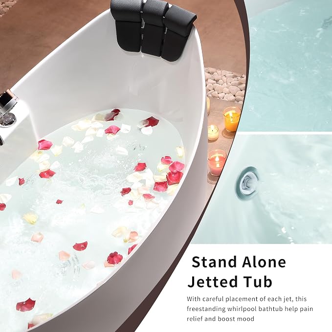 Empava 59" x 28" Freestanding Whirlpool Tub - Image 8