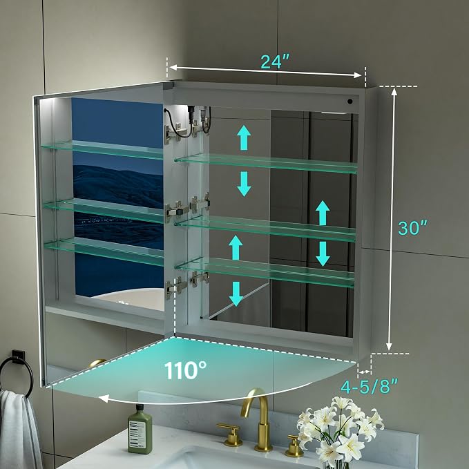 WELLFOR 24" X 30" LED Medicine Cabinet - Image 2
