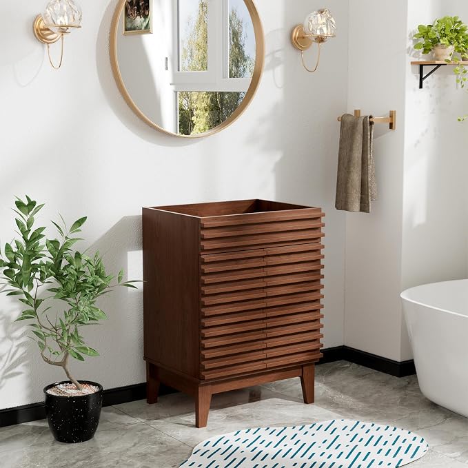 ROOMTEC 24" Bathroom Vanity, Mid-Century Freestanding Bathroom Cabinet Vanity - Image 4