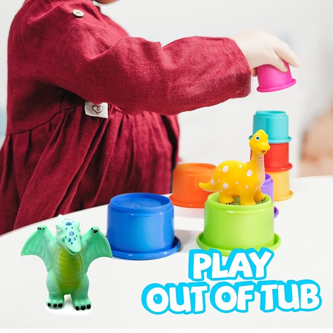 Hely Cancy No Hole Baby Dinosaur Bath Toys - Image 4
