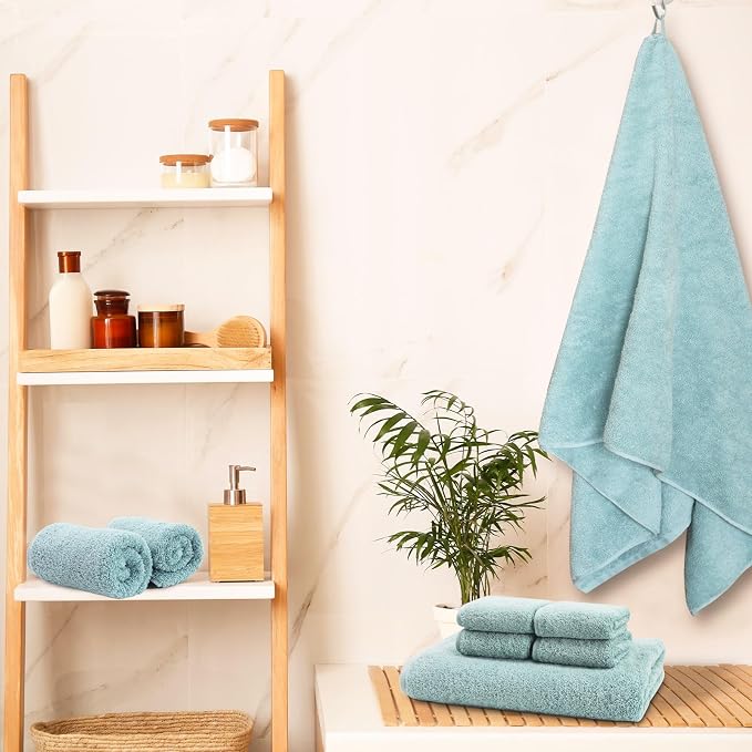 SEMAXE 18-Piece Blue Bath Towel Set - Image 5