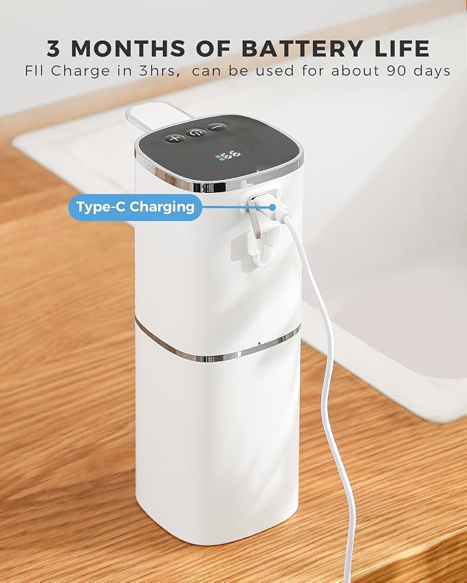 Automatic Liquid Soap Dispenser, 12.8oz Rechargeable, Adjustable Liquid Levels - Image 4