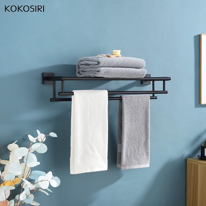 KOKOSIRI Bath Towel Rack with Double Towel Bars Bathroom Towel Shelf 20 Inch - Image 6