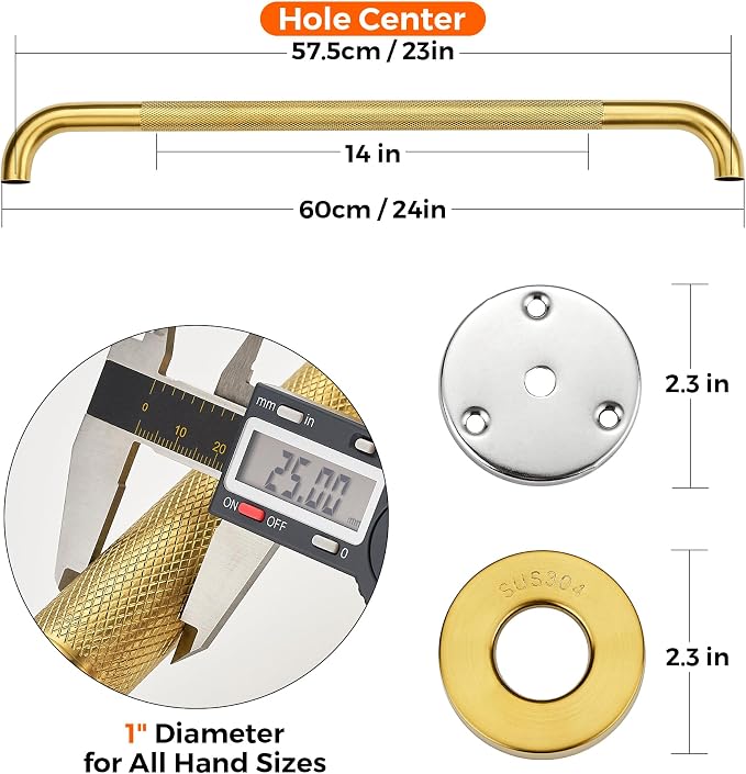 Grab Bars for Shower, 2 Pack 24-Inch Anti Slip Shower Handles for Elderly - Image 4