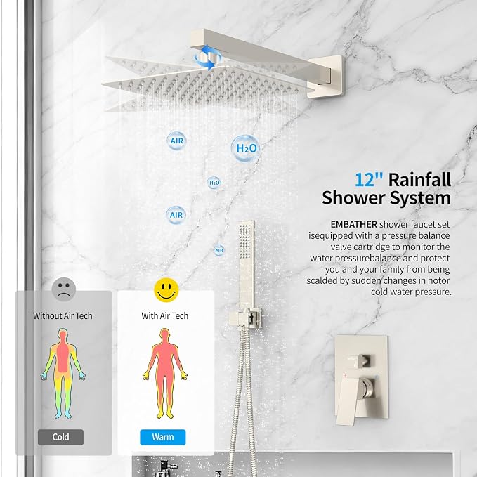 EMBATHER Shower System 12" Shower Faucet Set - Image 5