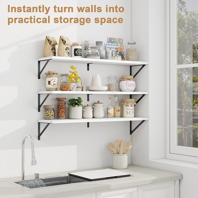 Fun Memories Long Wall Shelves for Bedroom, Rustic Wood Display Shelf for Home - Image 5