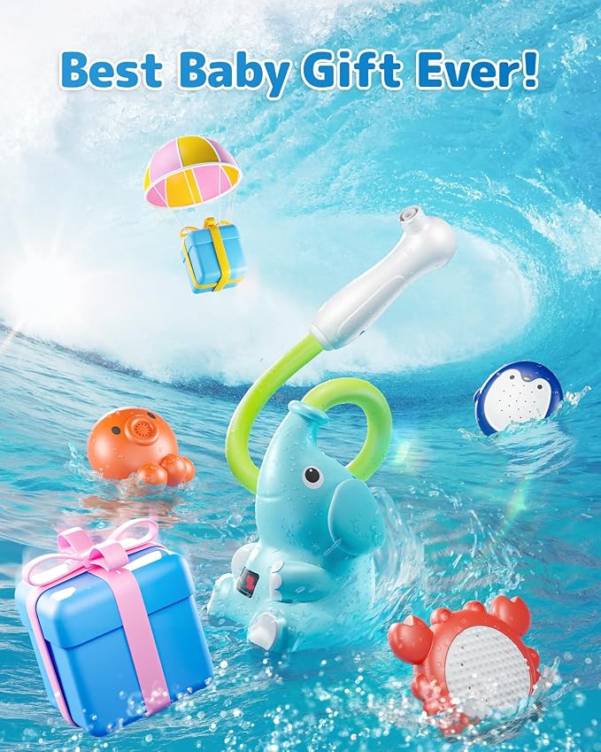 Baby Bath Shower Head with Water Thermometer, 3-in-1 Rechargeable Bath Toys - Image 6
