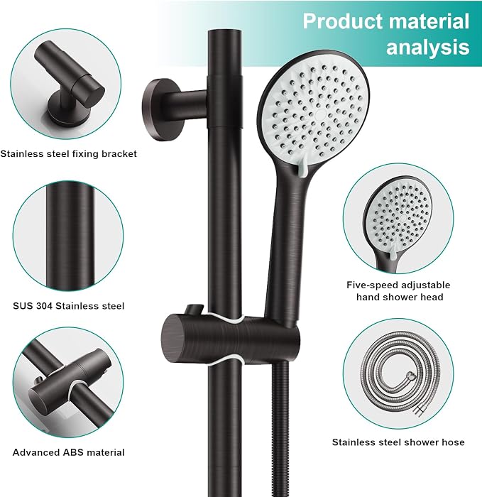Shower Slide Bar Handheld Shower Head - Image 6