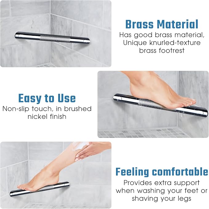 Chrome Shower Foot Rest Bar, Corner Shower Foot Rest - Image 4
