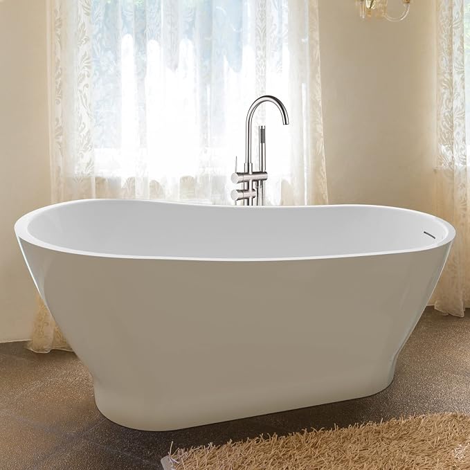 63" Acrylic Freestanding Bathtub, Elegant Skirted Free Standing Tub, Soaking Tub by Mokleba