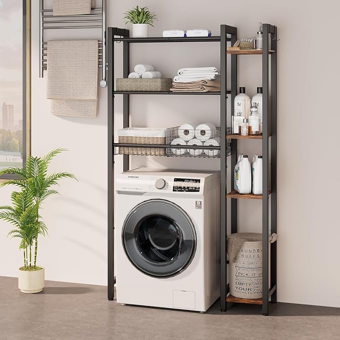 Over The Toilet Storage with Side Rack, 7-Tier Bathroom Organizer with - Image 7