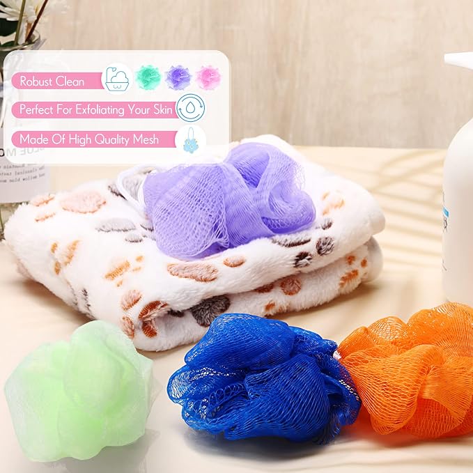 72 Pack Bath Loofah Bulk Travel Size Loofah Mini Sponge Mesh Shower Ball Body - Image 4