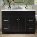 ARIEL 49" Black Bathroom Vanity, 1.5" Edge Italian Carrara Marble Countertop & by Ariel