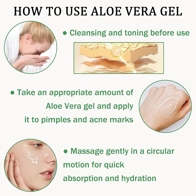 Aloe Vera Gel for Sunburn Relief, Hydrating Travel Size Aloe Vera Gel for Face - Image 6