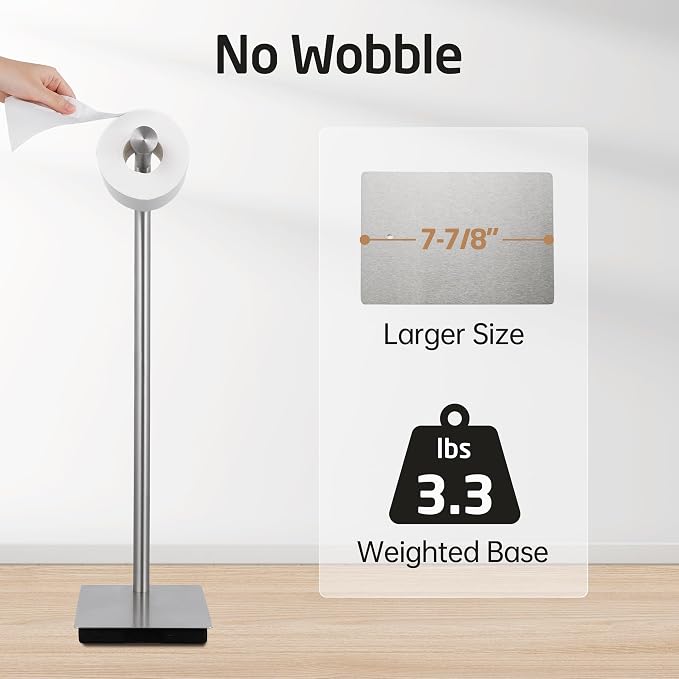 KES Freestanding Toilet Paper Holder Stand Bathroom Toilet Paper Storage - Image 4
