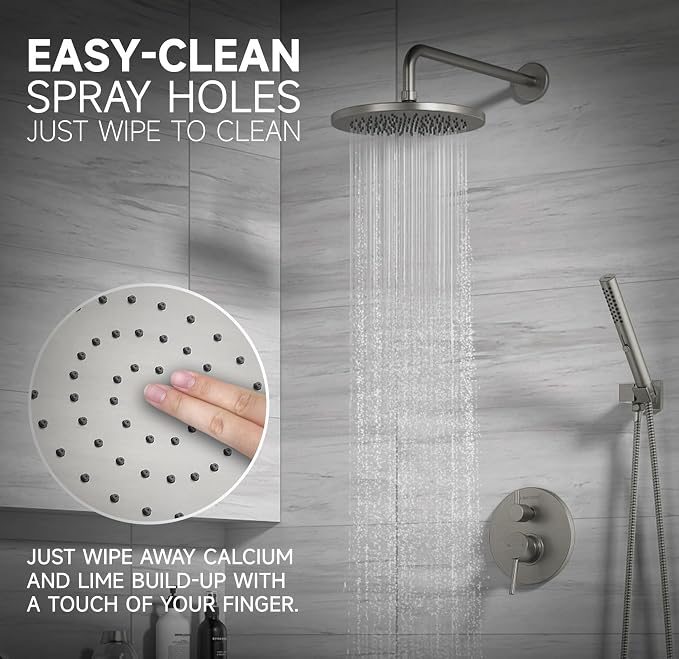 Lava Odoro Modern 3-Setting Round Rain Bathtub and Shower Faucet Set, Brushed - Image 4