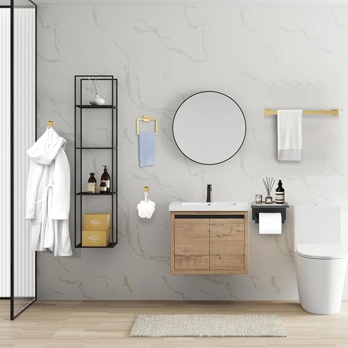 Brushed Gold Towel Bar Set 5 Pieces Bathroom Hardware Accessories Set, Upgraded - Image 7