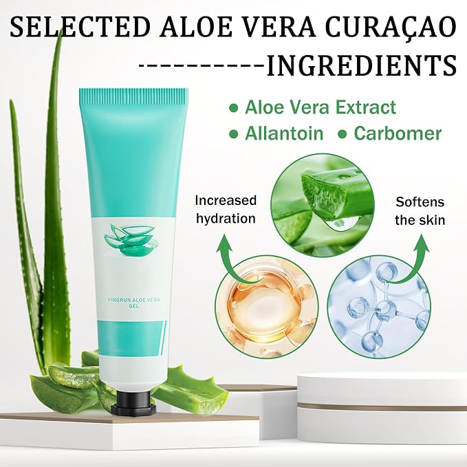 Aloe Vera Gel for Sunburn Relief, Hydrating Travel Size Aloe Vera Gel for Face - Image 2