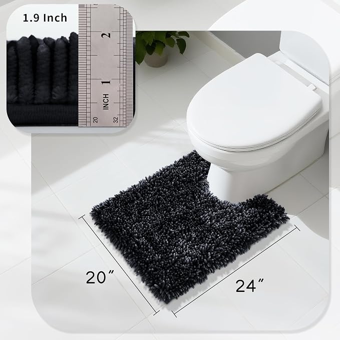 Yimobra Toilet Rugs U Shaped Washable, Extra Thick Soft Absorbent Chenille - Image 2