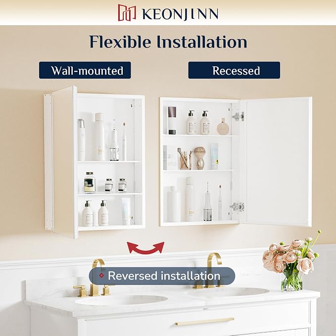 Keonjinn 60 x 32 Inch Medicine Cabinet, Assembly Required, Lightweight - Image 5