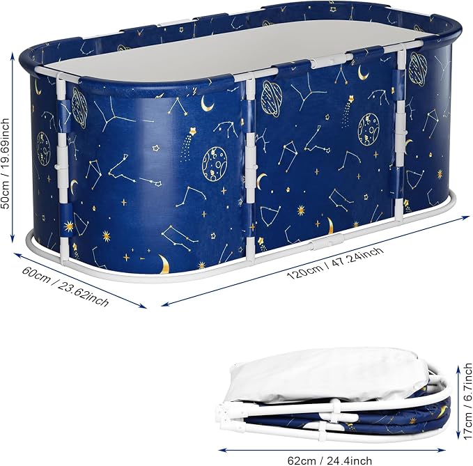 Portable Tub for Adults, Large Collapsible Foldable Bathtub 56in Length - Image 2