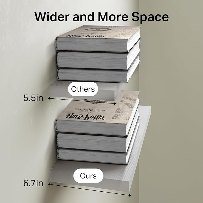 BAYKA White Floating Shelves for Wall – Rustic Wood Wall Shelves - Image 3