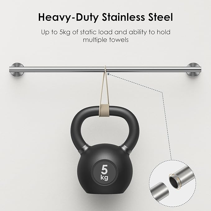 FORIOUS Bathroom Hardware Accessories Set, SUS304 Stainless Steel Towel Bar Set - Image 3