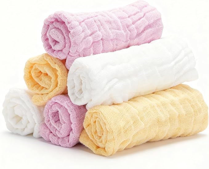 Organic Muslin Baby Washcloths 6 Pack Baby Bath Face Towel 12x12 Inch Extra by Unknown