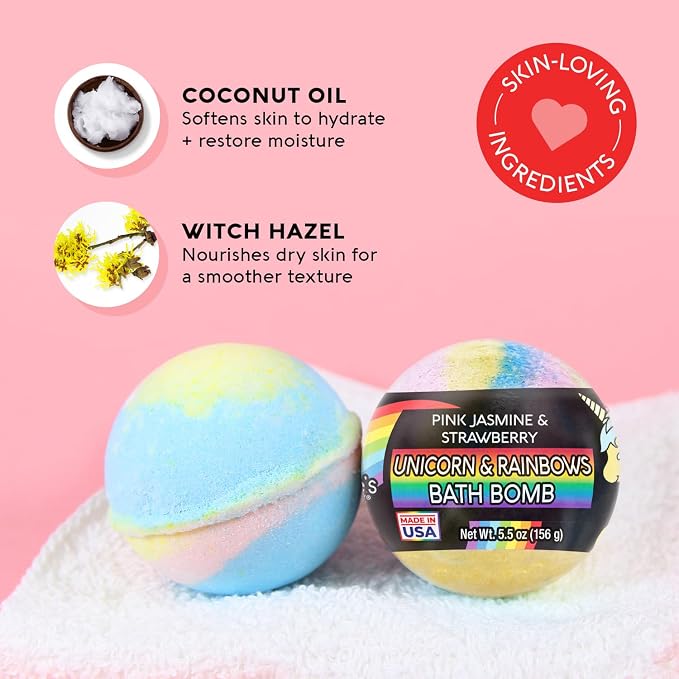 Nature's Beauty Unicorns & Rainbows, Non-Staining, Fun Bubbly Fizzy Spa Bomb - Image 2