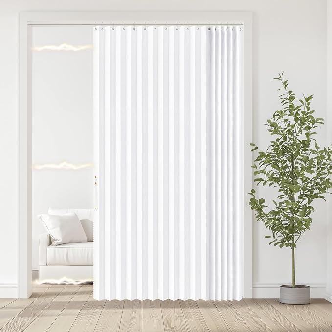 Accordian Door Curtain, 100% Blackout Folding Magnetic Doorway Curtains by JILRON