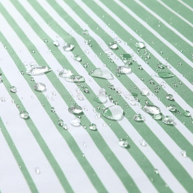 Extra Long Green Shower Curtain, Sage Green and White Gradient Vertical Stripe - Image 3
