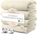 MAURA Ivory Extra Large Turkish Cotton Luxury Bath Towels Set of 4. Ultra-Soft by MAURA