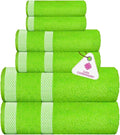 CASA COPENHAGEN Solitaire 6 Pieces Towel Set- Lime Green, 600 GSM 2 Bath Towel by CASACOPENHAGEN