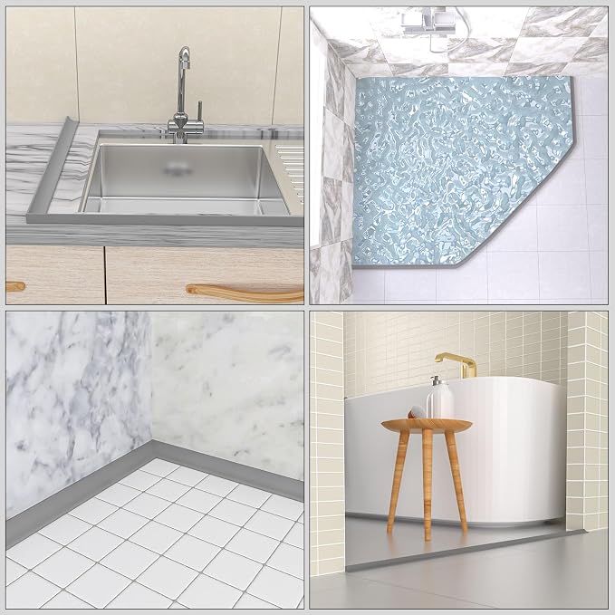 39Inch Collapsible Shower Threshold Water Dam Barrier, Self Adhesive Silicone - Image 7