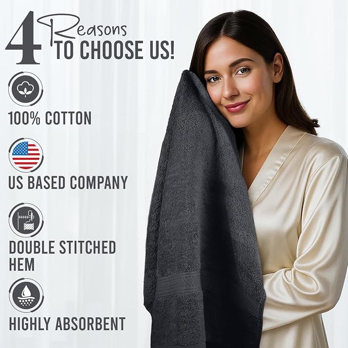 RIVERSIDE 100% Ring Spun Cotton Large Bath Towels Set of 4, 27 x 54 – Quick Dry - Image 5